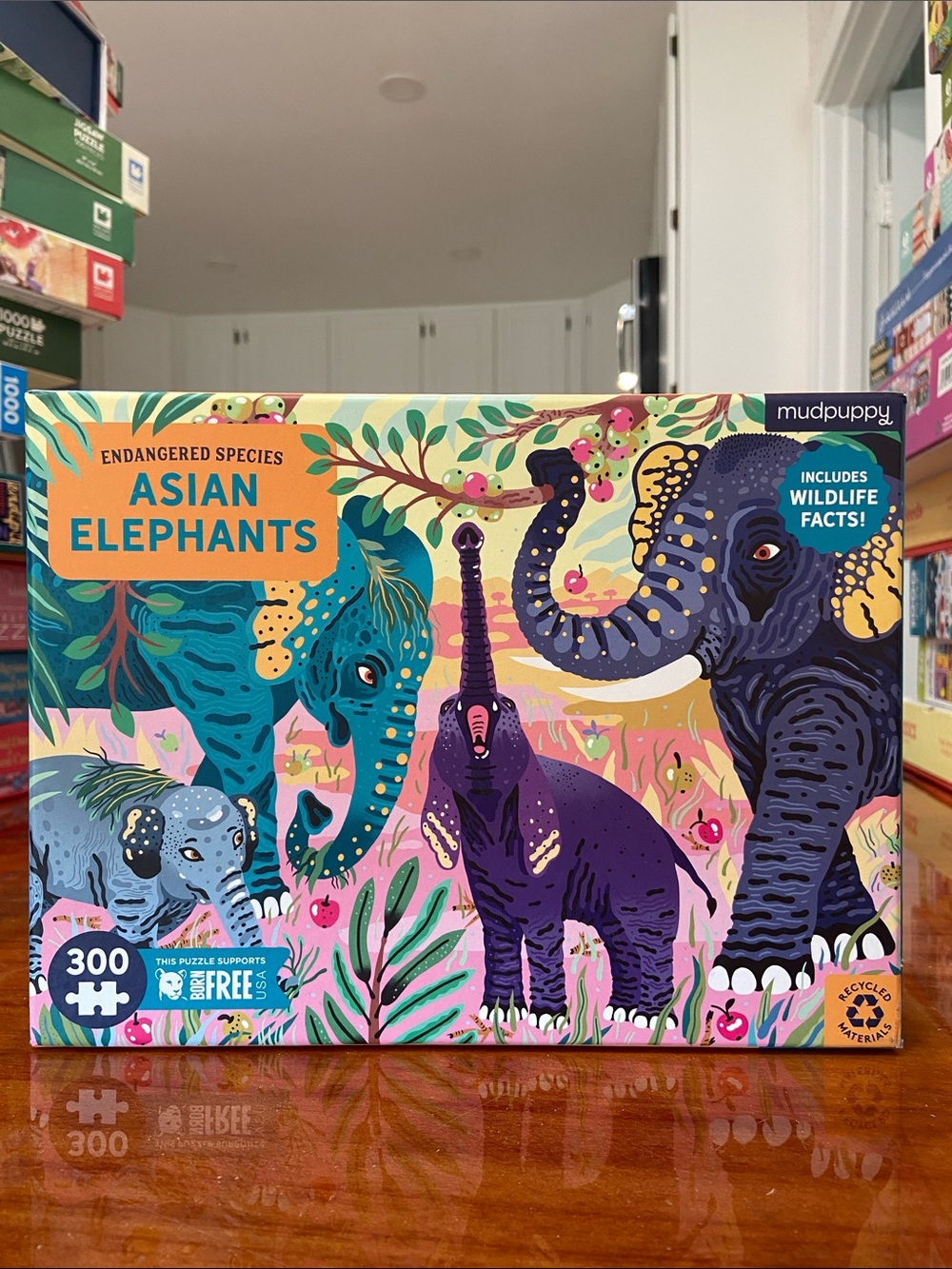 Mudpuppy Endangered Species Asian Elephants - 300 Piece Puzzle